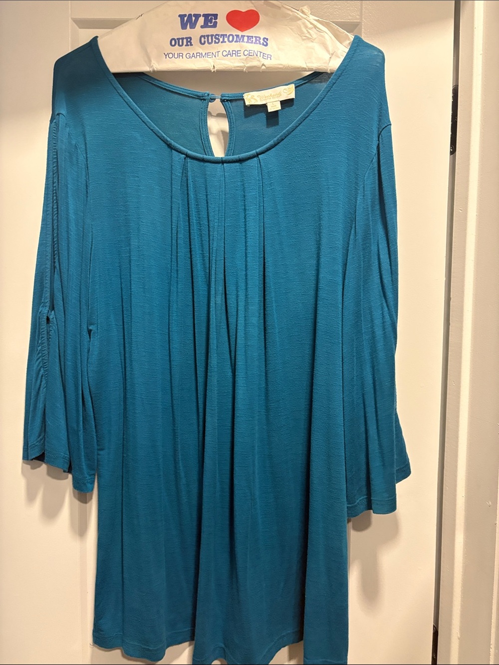 Suzanne Betro Teal Pleated Swing Tunic
